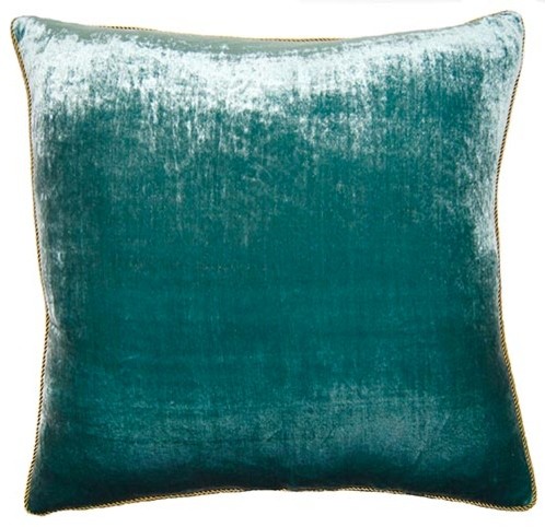 Peacock Pillow, Teal Velvet - Contemporary - Decorative Pillows - by Square Feathers, Rhome ...